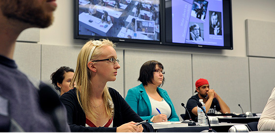 Students in the UNBC classroom are joined by more than two-dozen joining from Tokyo. 