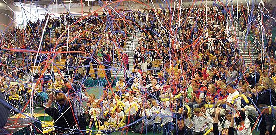 Streamers flying at the opening celebration of the Northern Sport Centre