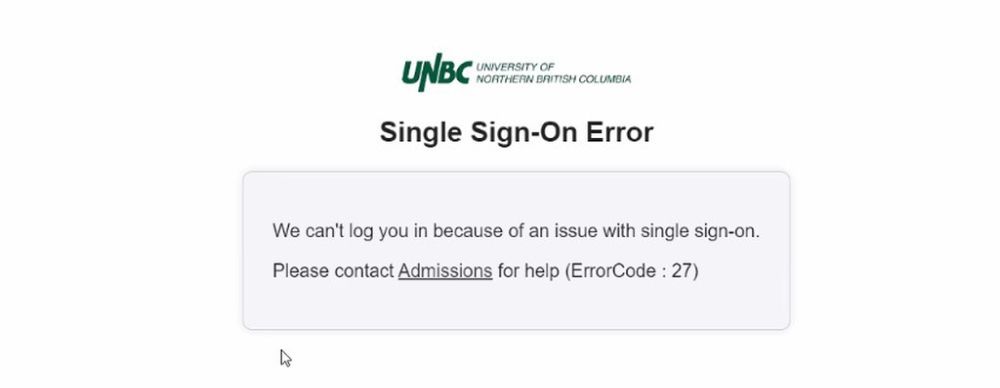 A visual on what an error message will look like in the new SSO login