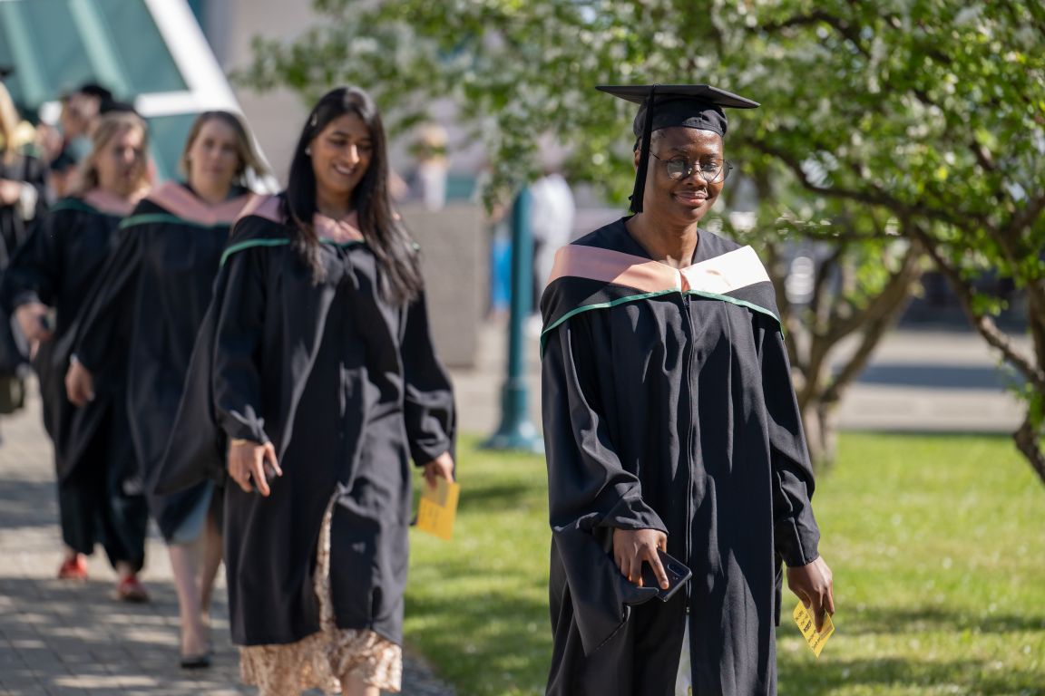 Grads in procession line