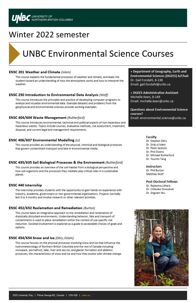 UNBC Environmental Science courses