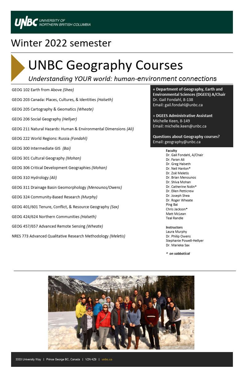 UNBC Geography courses