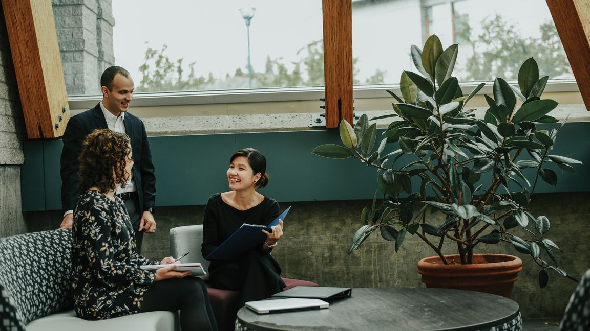 Students in an office setting