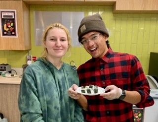 Students showing off their maki sushi