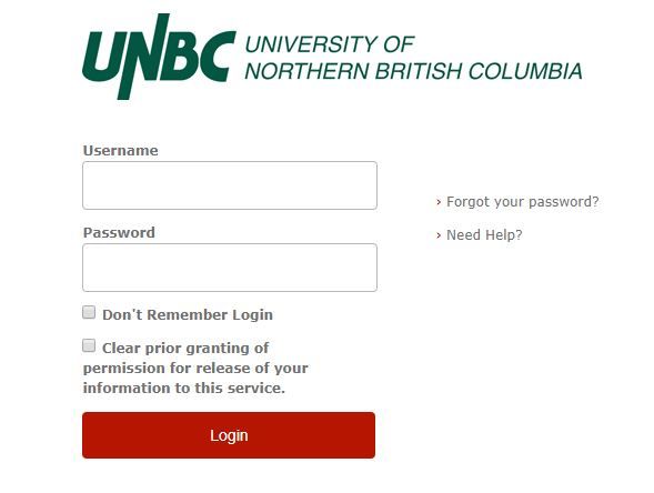 UNBC Account Credentials Required