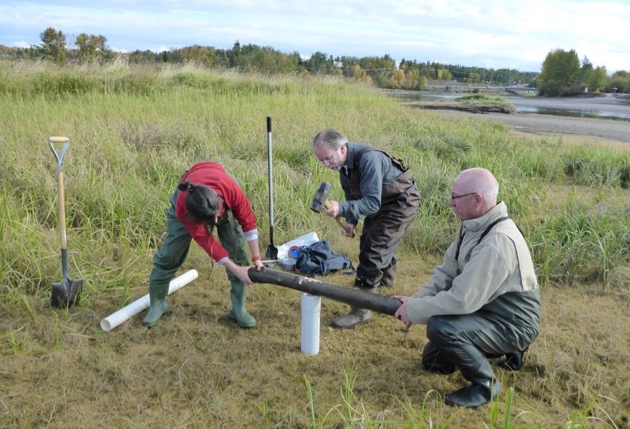 Taking core samples on the Nechako River near Vanderhoof, BC