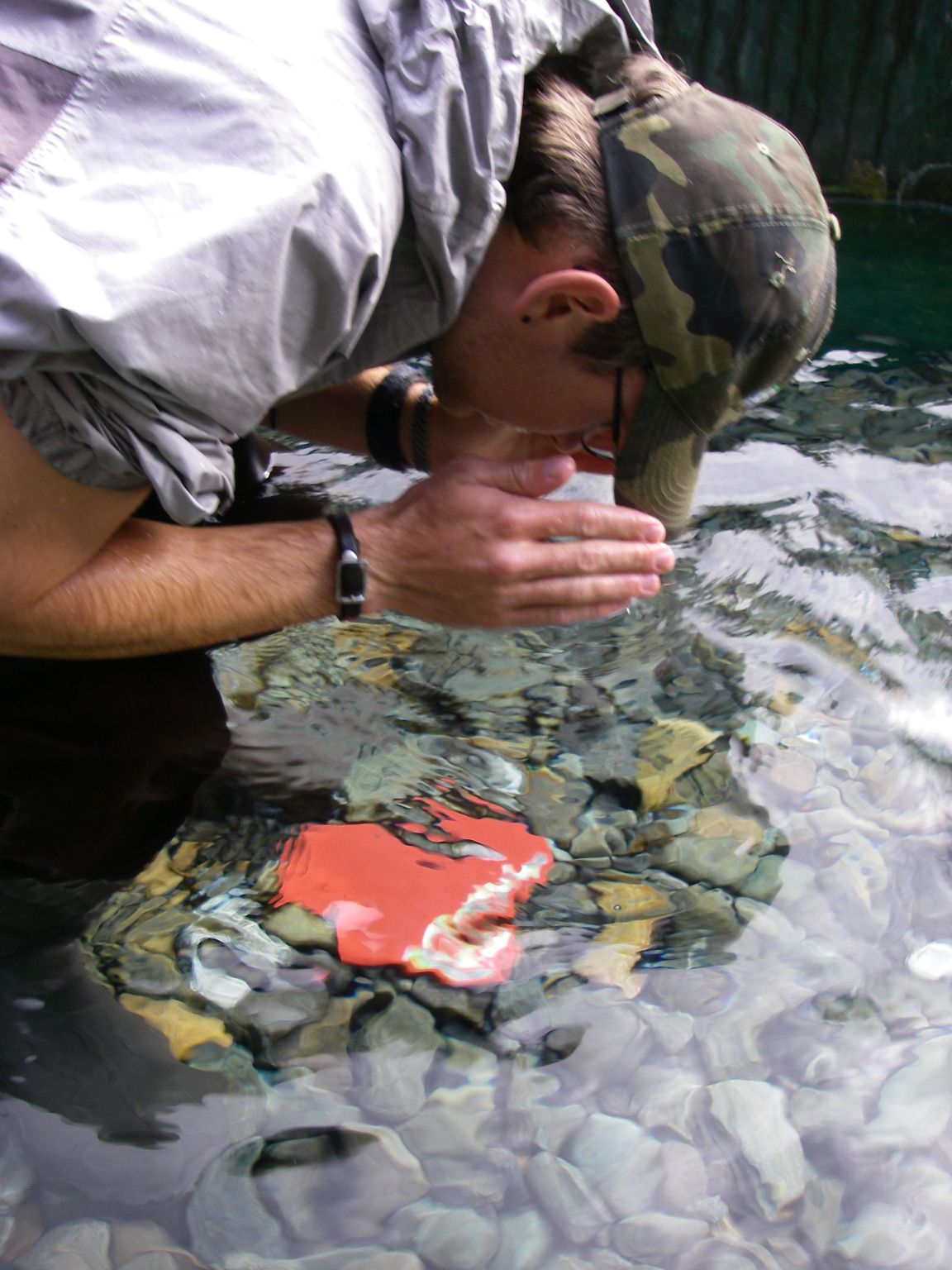 Researcher in flumes