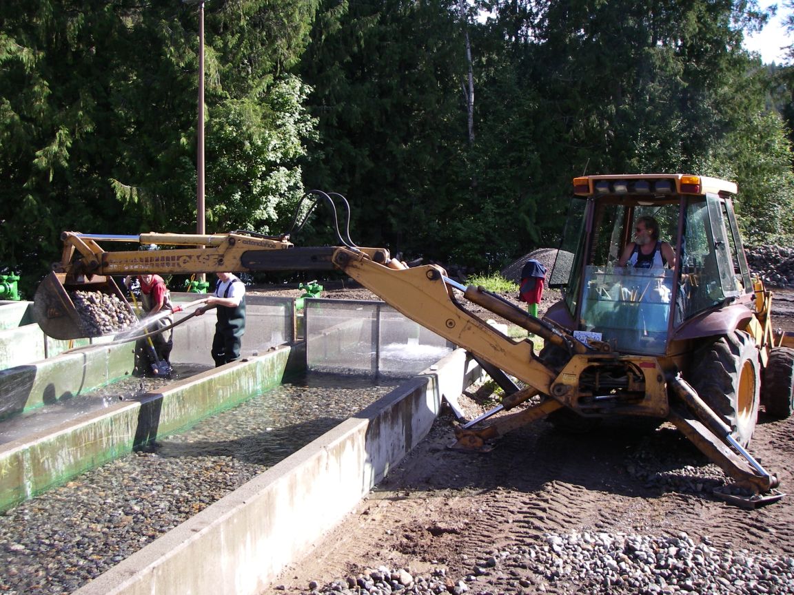 Researchers in flumes