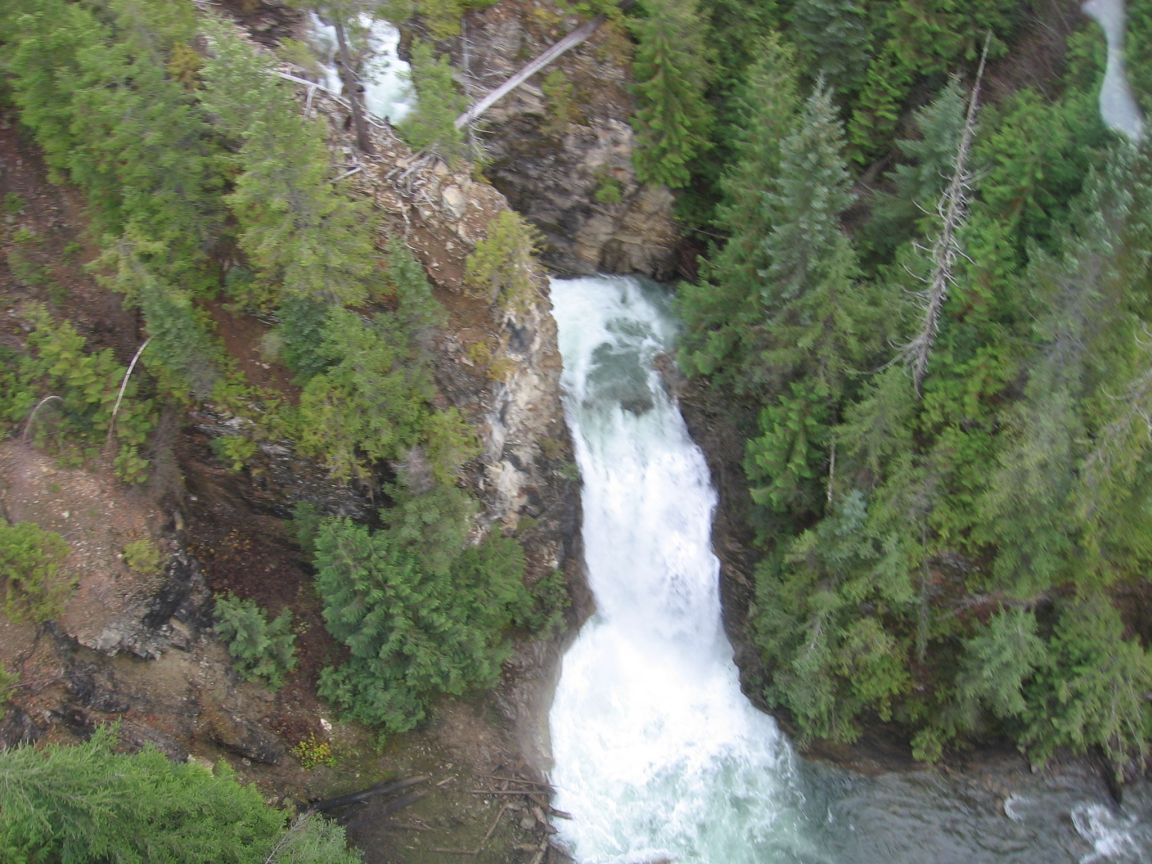 Water falls up east arm of Quesnel Lake