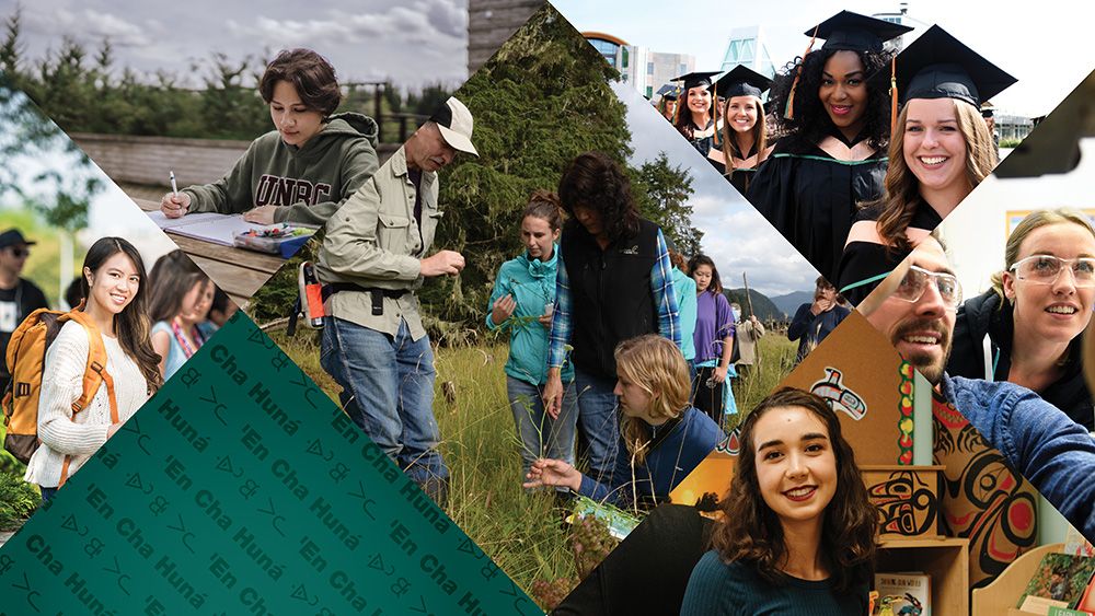 UNBC students learning in the field and at convocation