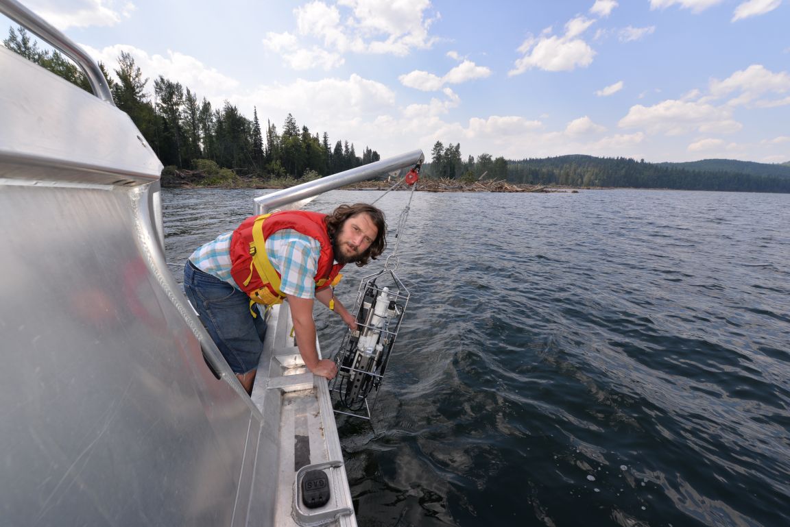 QRRC Manager Sam Albers taking samples near Mount Polley dam breach