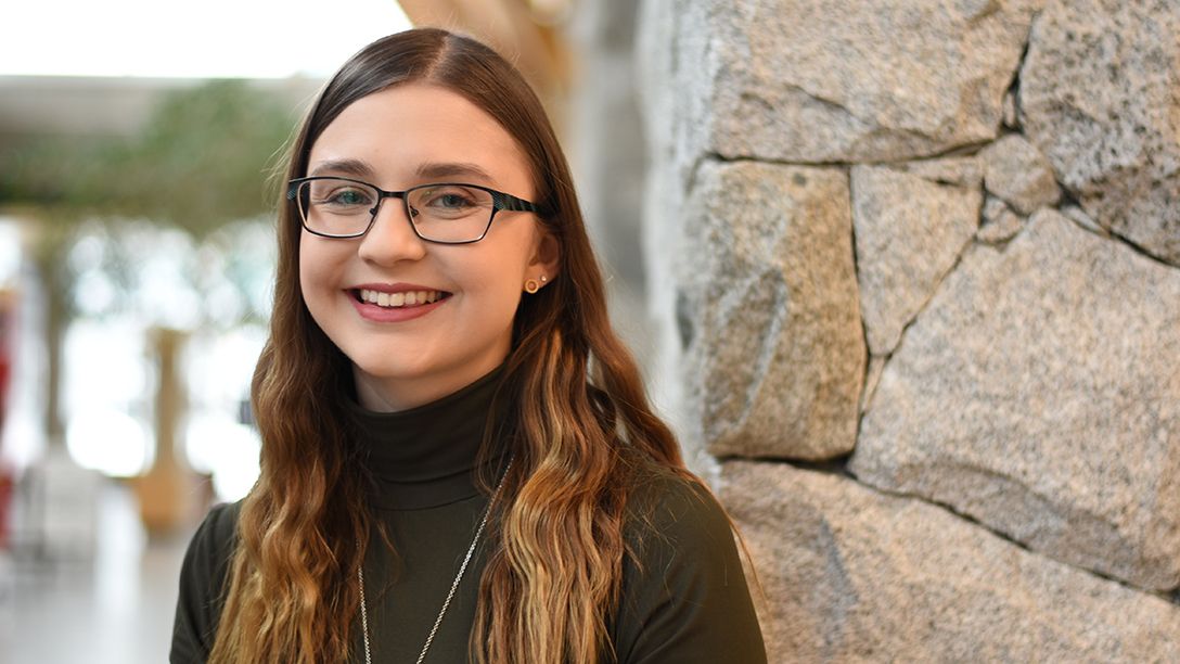 UNBC student Briana Greer along TELUS Student Street