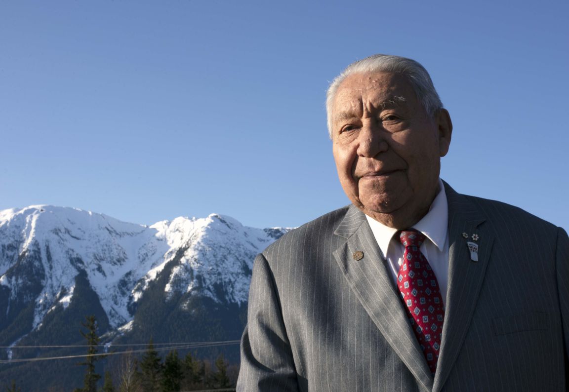 Chancellor Joseph Gosnell with mountains in the background