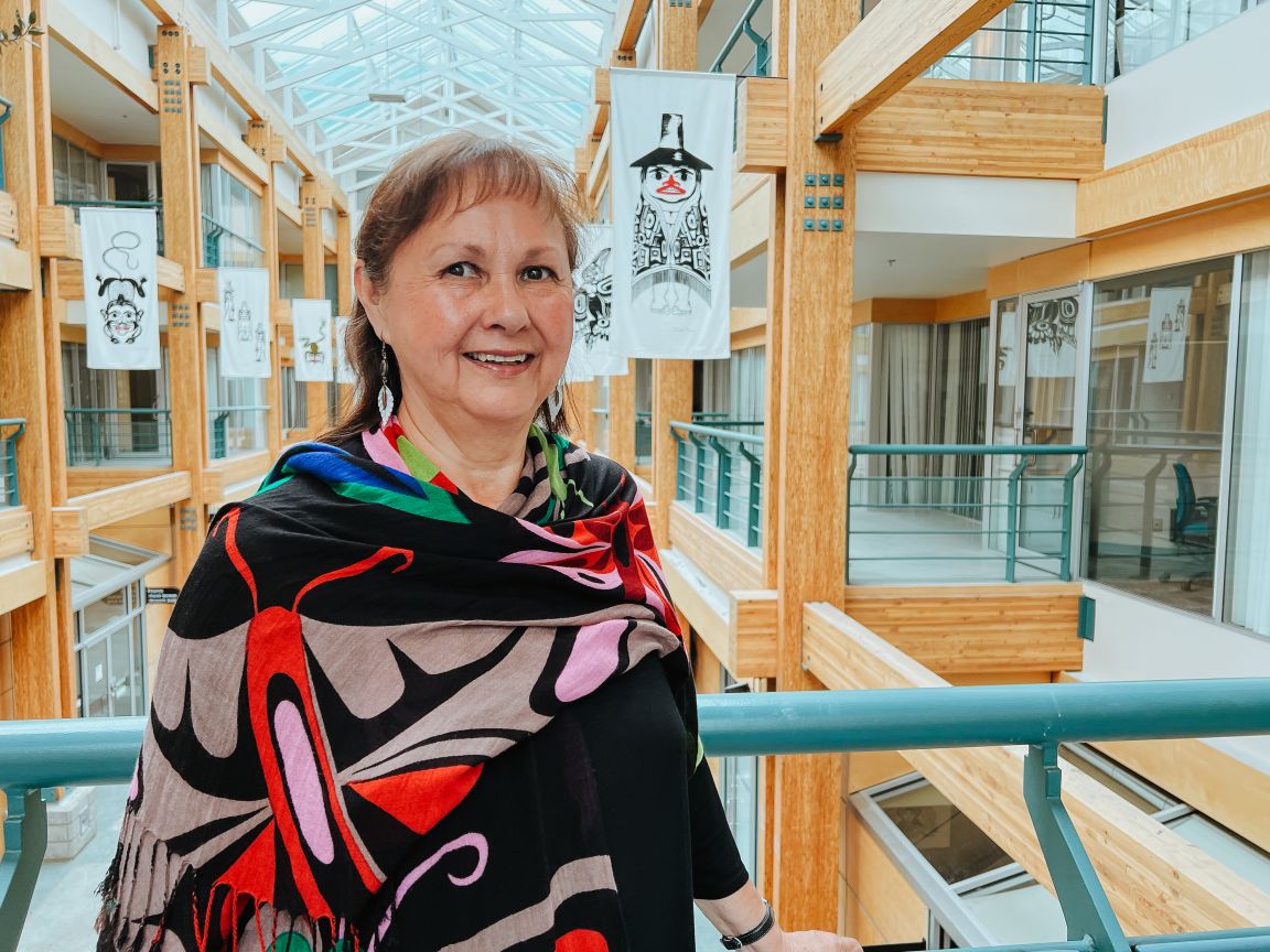 Chancellor Darlene McIntosh in McCaffray Hall 