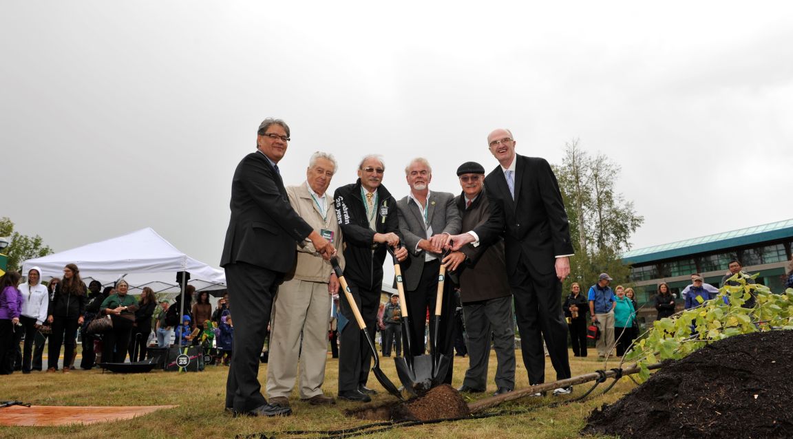 UNBC founders plant a tree as part of the 25th Anniversary kick off celebrations