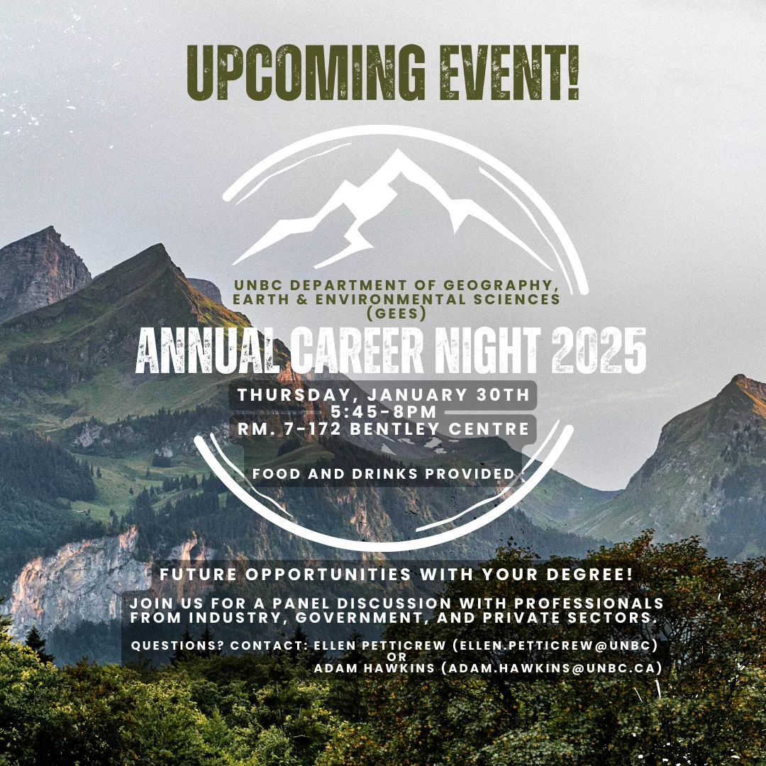 Geography, Earth & Environmental Sciences Annual Career Night Poster