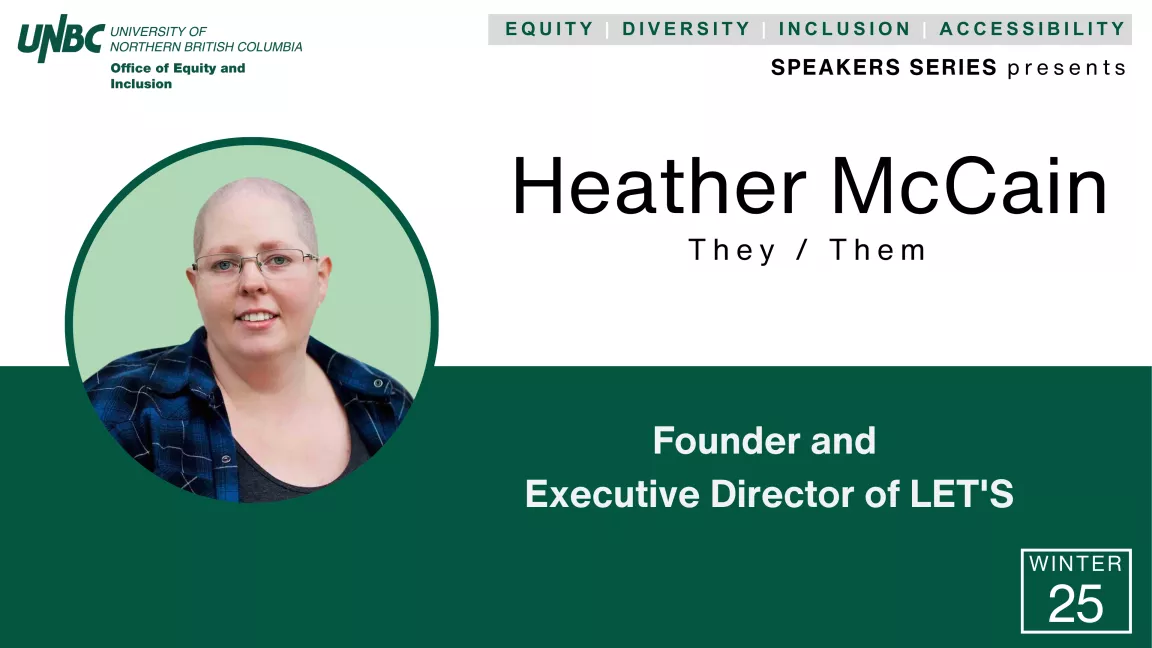 Photo of Heather McCain, with pronouns and title.