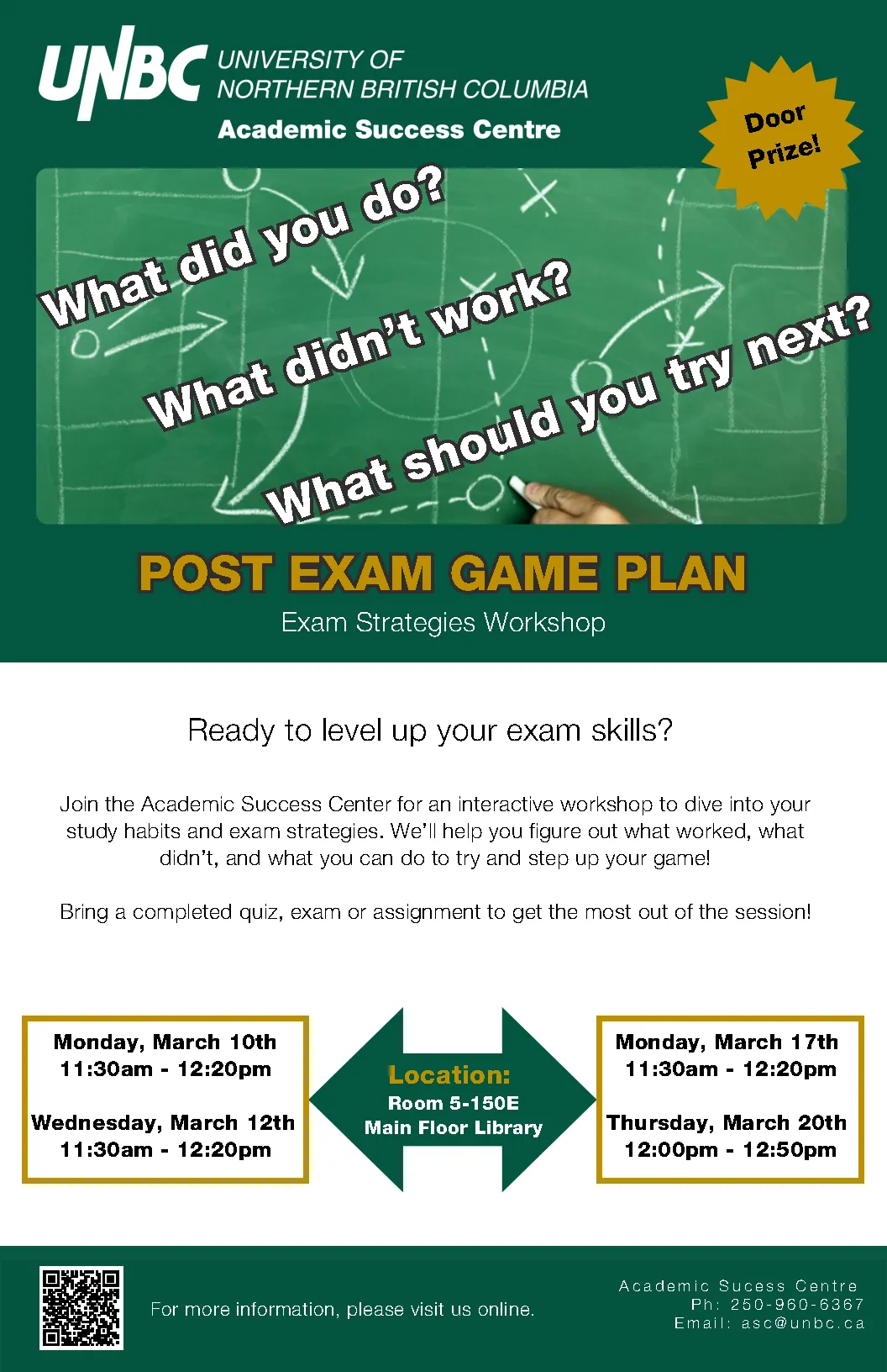 Post Exam Game Plan Poster, see text for details