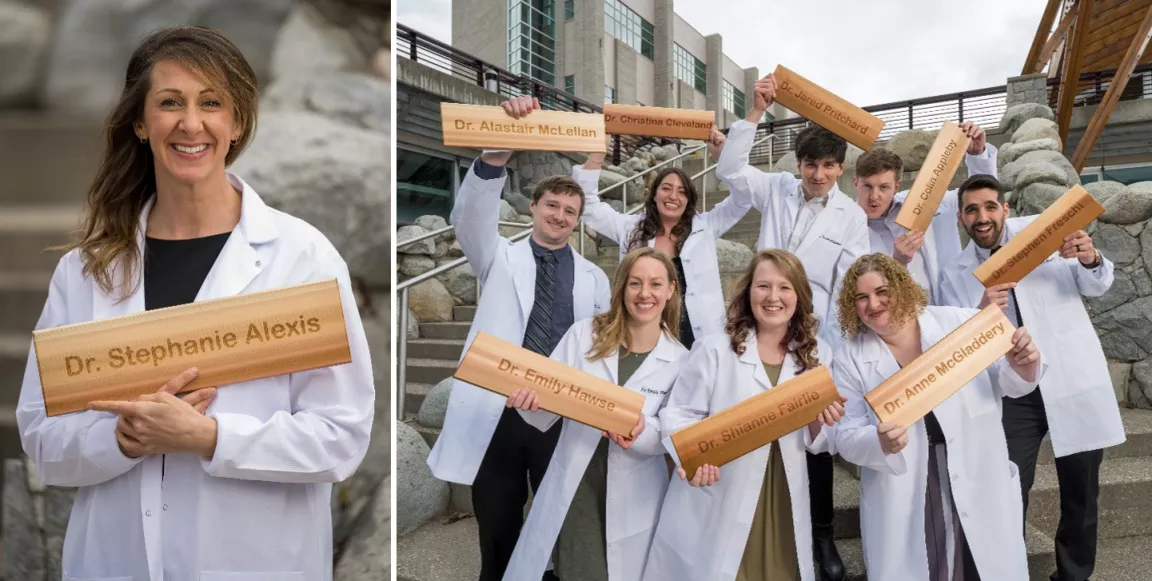 NMP grads hold new cedar shingles.