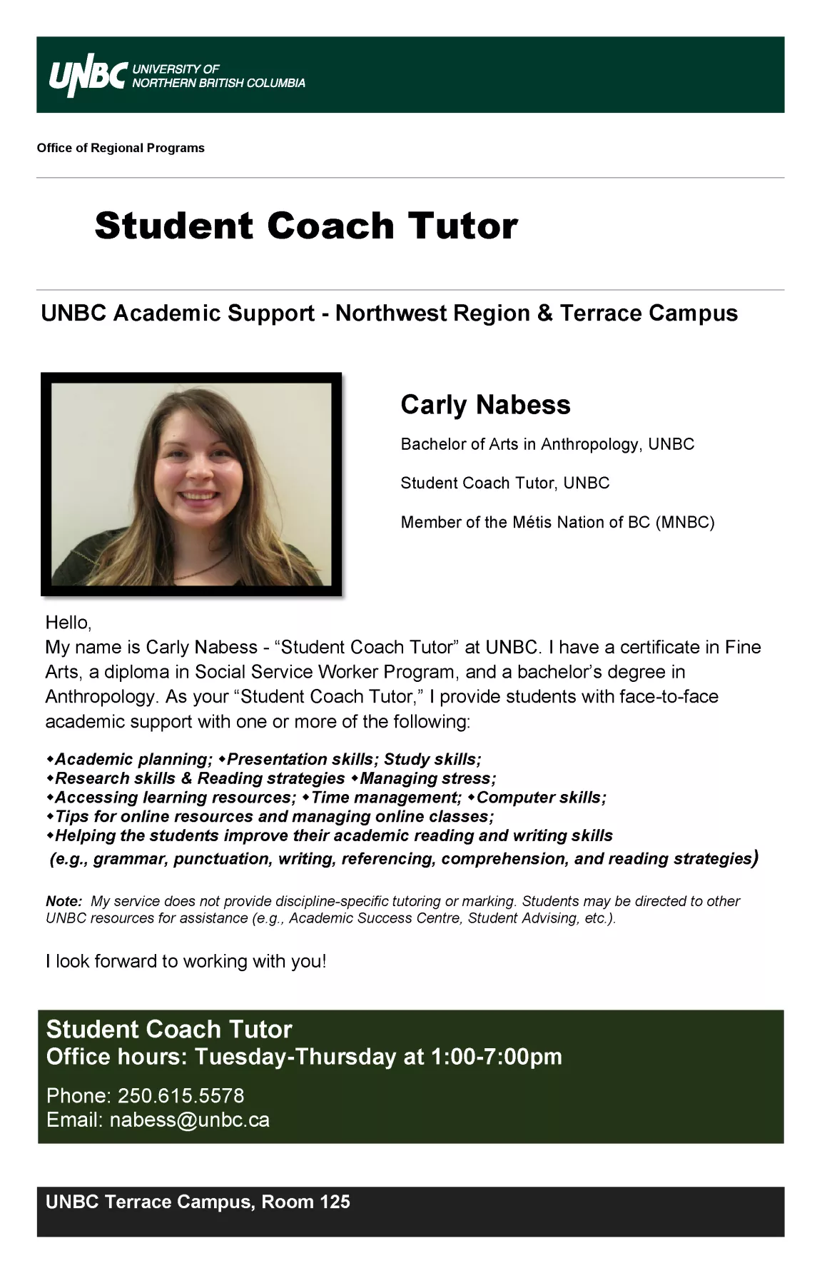UNBC Northwest - Student Coach Teacher - Carly Nabess