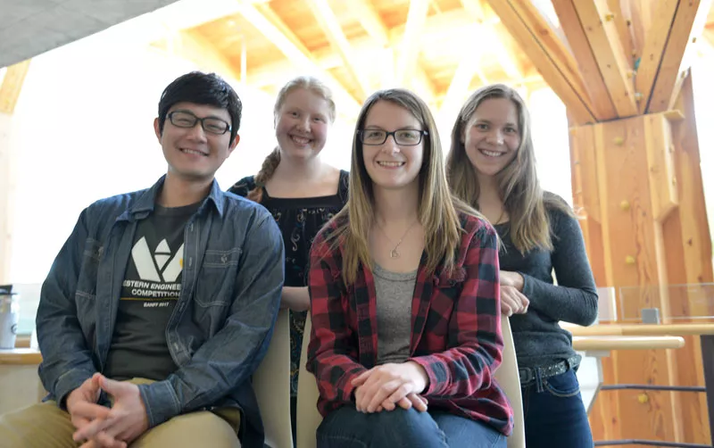 Environmental Engineering students (front from left) Anthony Tsai and Lorelei Magdzik (back from left) Makayla Wozney and Alexandra Pedersen. 