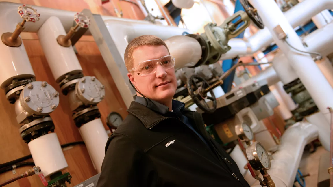 Dr. David Claus at the UNBC Bioenergy Plant