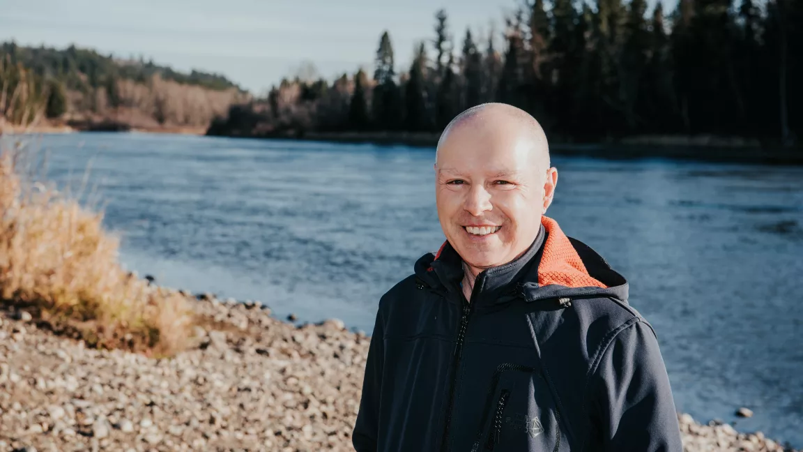 Environmental Science professor Dr. Stephen Dery along the Nechako River