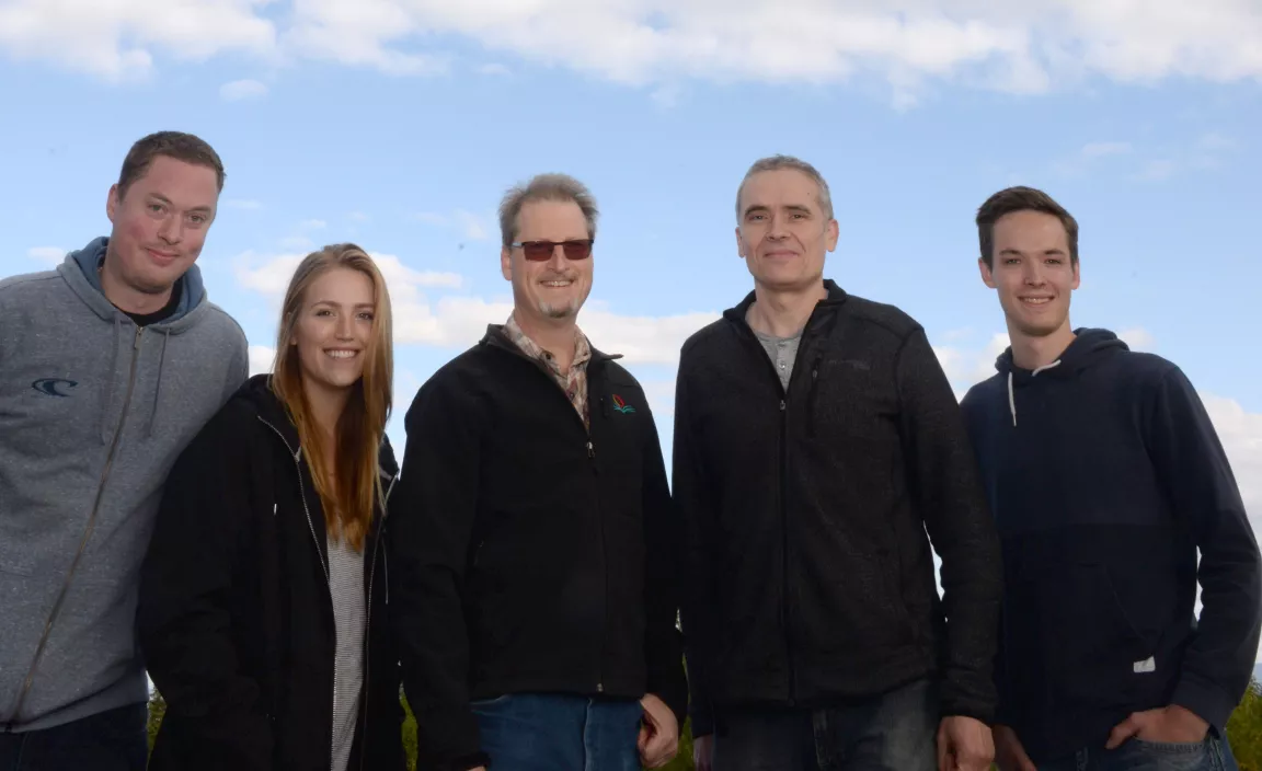 From left, Cody Birch, Jordan Pawluk, Dr. Peter Jackson, Taras Tereshchak and Brayden Nilson 