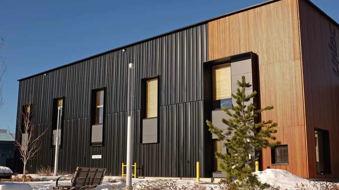 UNBC's Wood Innovation Research Lab in winter