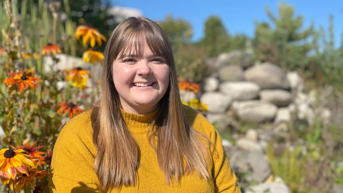 Sarah Ash with fall colours in the David Douglas Botanical Garden