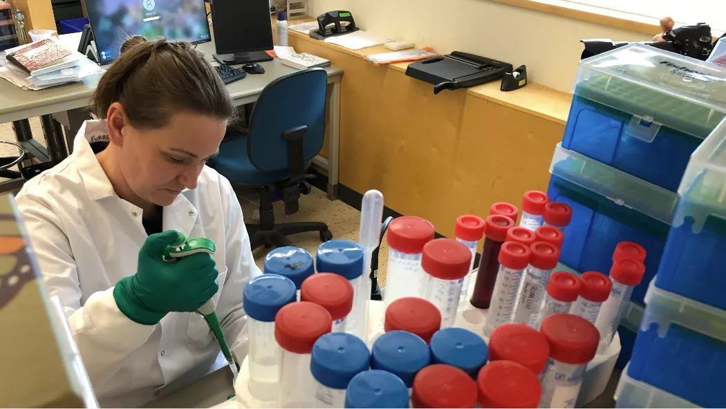 Northern Medical Program researcher Dr. Kendra Furber in a UNBC lab.