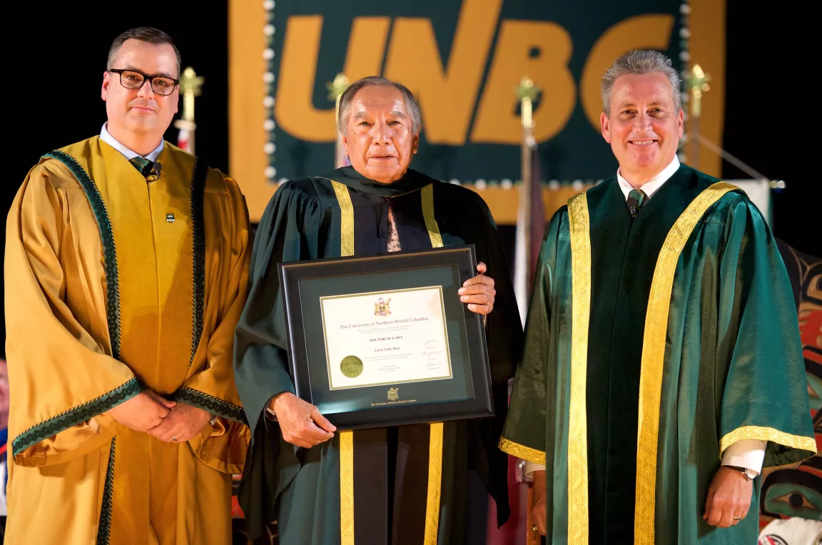 Dr. Leroy Little Bear received his honorary degree from UNBC in 2016.