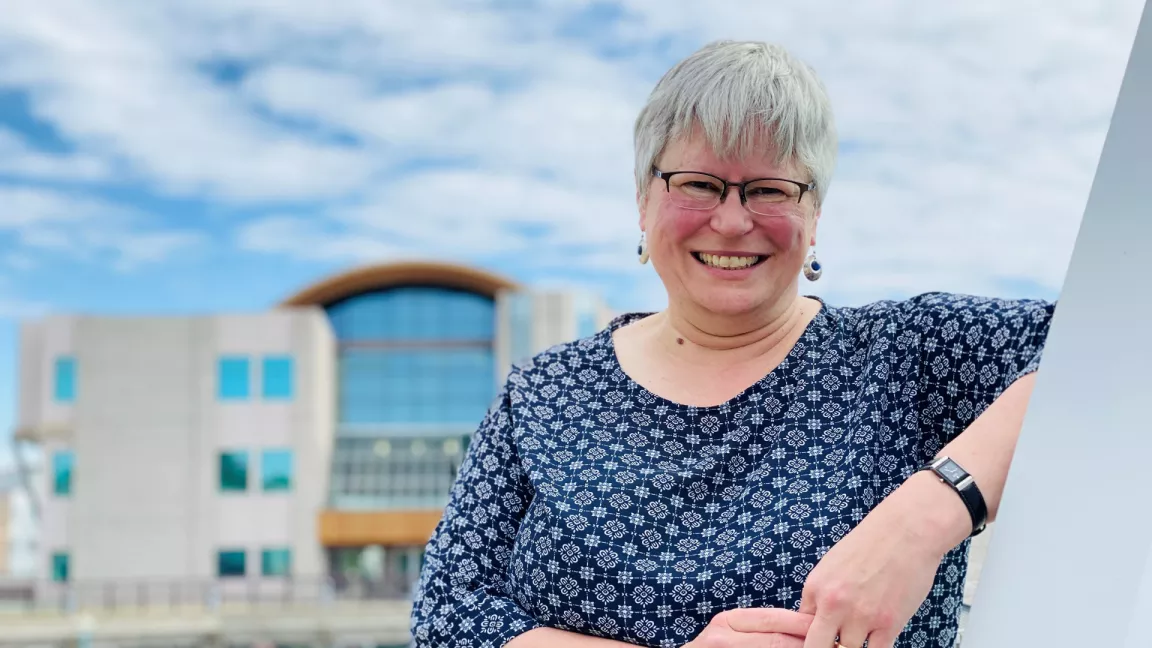 Catherine Wishart outside at the Prince George campus