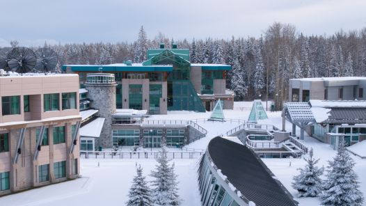 Snow-covered scene at UNBC's Prince George campus