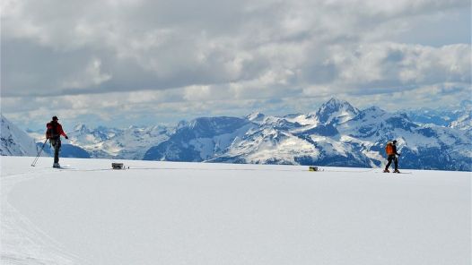 Jill Pelto photo: Researchers took radar measurements while towing the radar high on the Conrad Glacier, south of Golden, B.C. The ice thickness was around 200 metres.