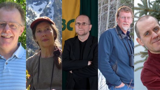 Five Professor Emeriti -- Drs. Mark Shegelski, Katherine Parker, Stan Beeler, Michael Gillingham and Keith Egger -- are being recognized for their outstanding careers at UNBC.