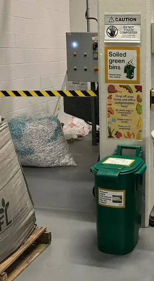 Compost Bin in the Recycling Room